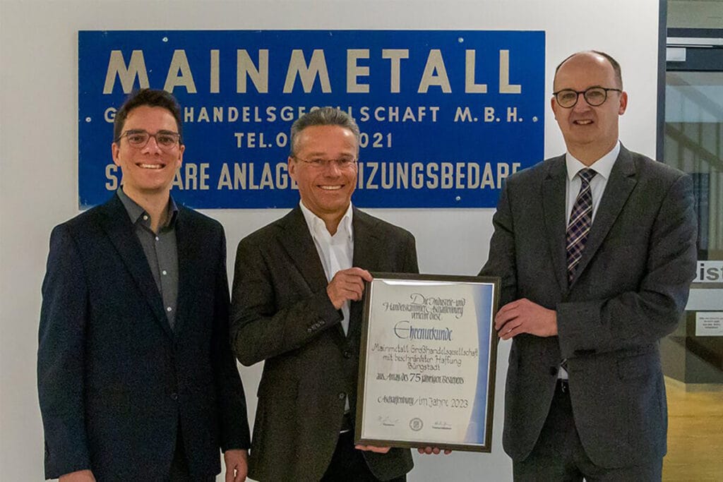 Mainmetall Presse Ehrenurkunde 75 Jahre Mainmetall 2023